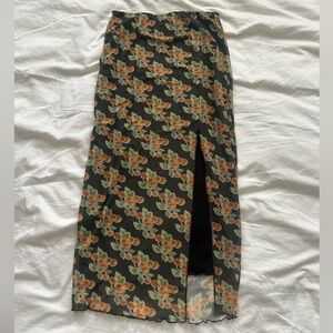 Urban Outfitters “Frankie” Midi Skirt in Orange Print